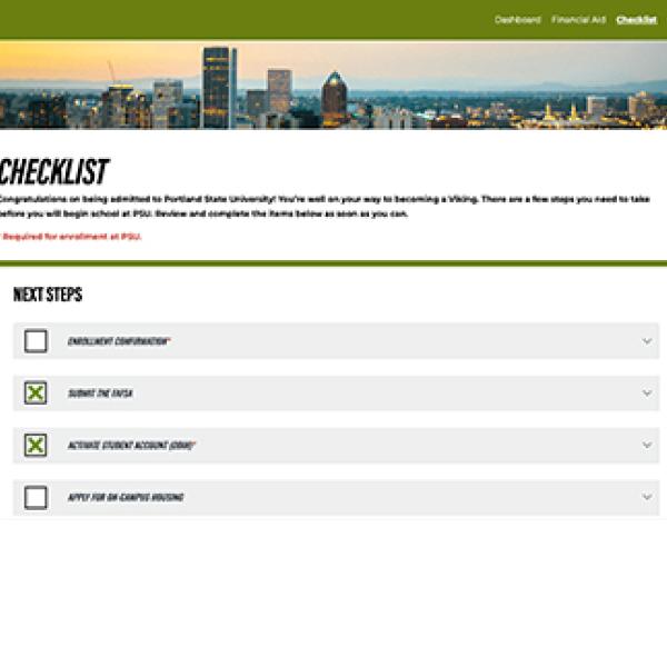 Checklist portal page screenshot