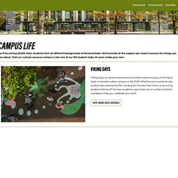 Campus life portal page screenshot