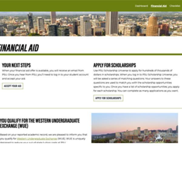 Financial Aid portal page screenshot