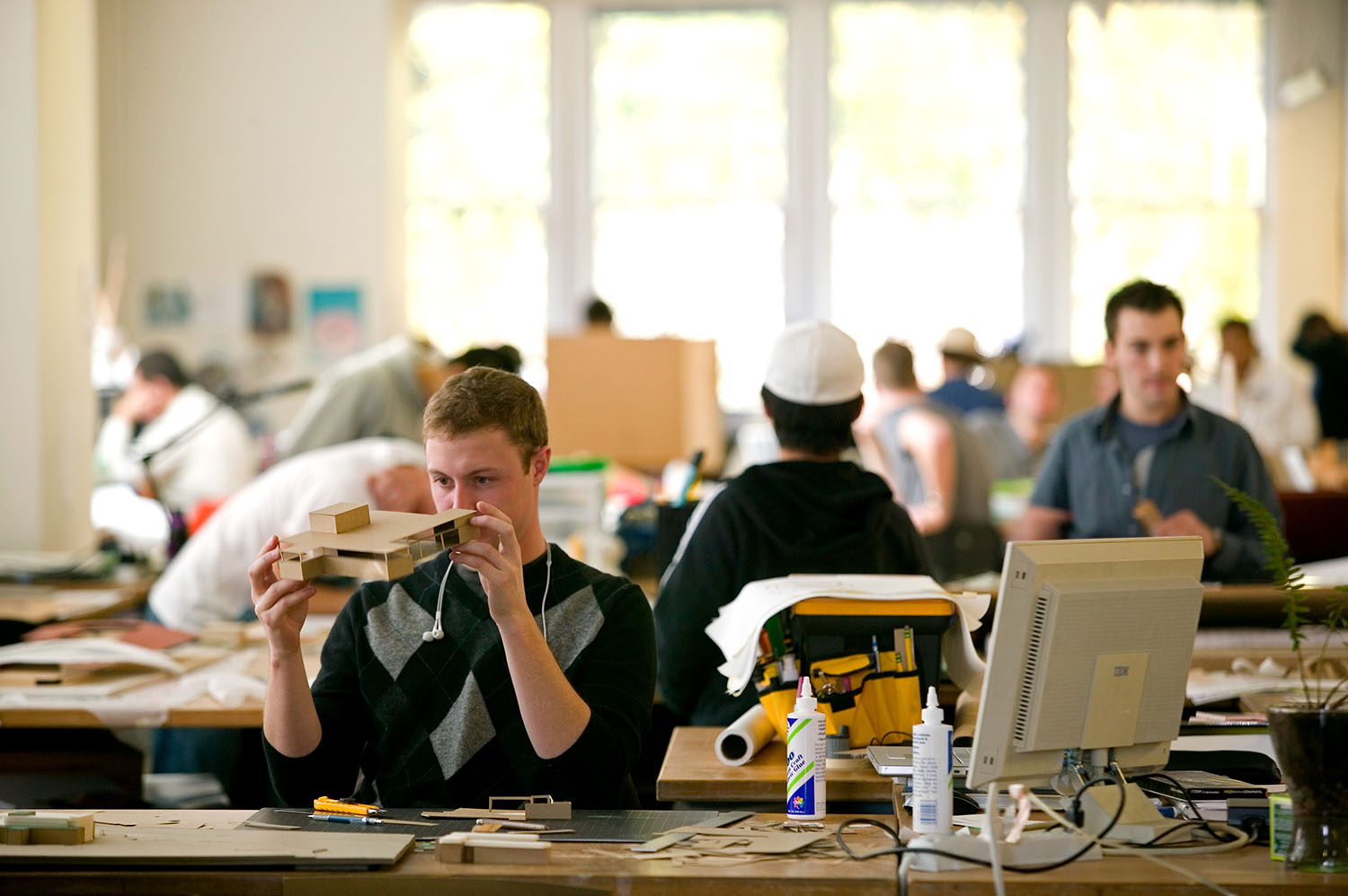 Architecture students working in Shattuck Hall studios