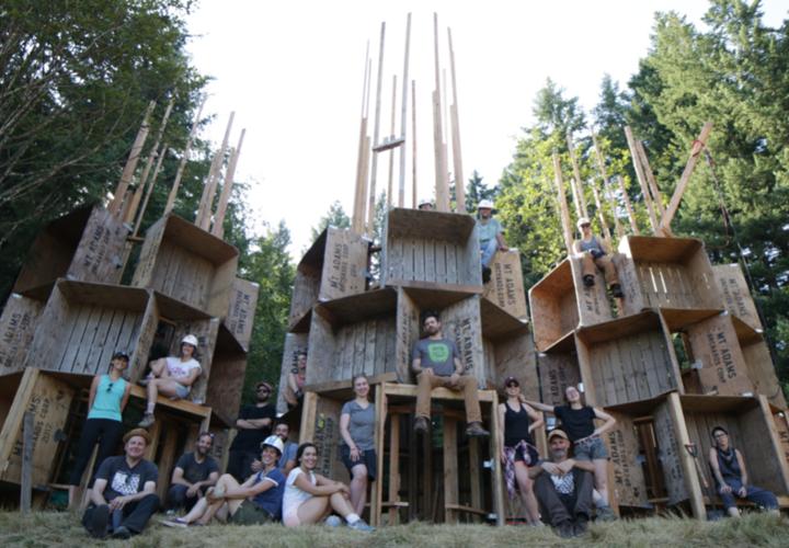 Architecture students in front of Treeline Stage at Pickathon 2019