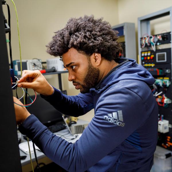 student working in PSU's Engineering Lab