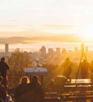 Portland Golden Hour View of Cityscape