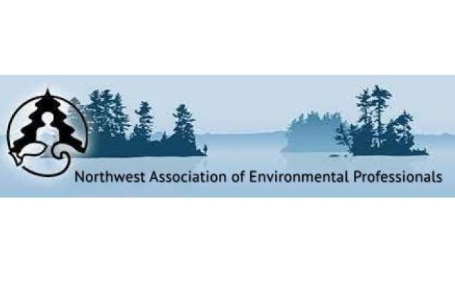 a dark blue forest against a lighter blue background, with text at the bottom that reads: Northwest Association of Environmental Professionals