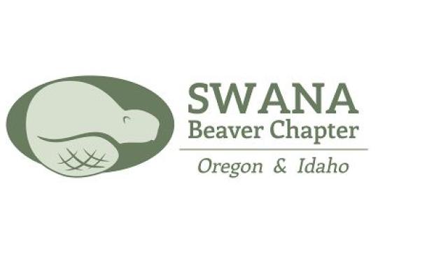 a graphic of a light green beaver on a dark green background. to the right of the graphic, text reads: SWANA Beaver Chapter Oregon & Idaho