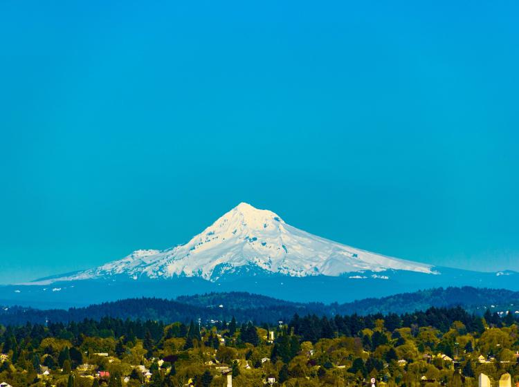 Mount Hood often is visible from downtown Portland.