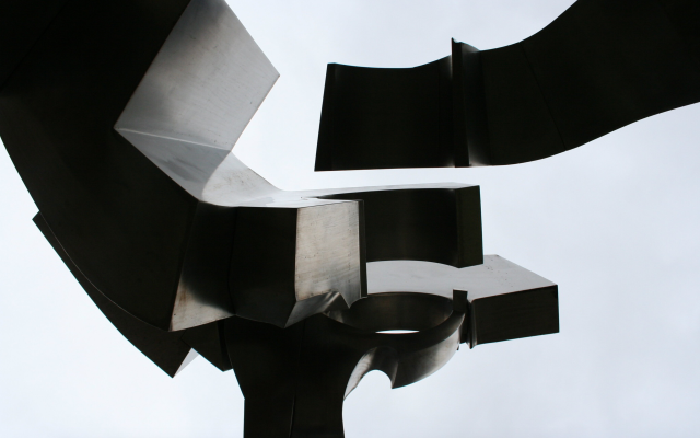 Photograph of the underside of the Yankee Champion statue on campus