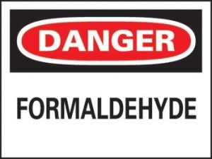 Sign reads "Danger. Formaldehyde."