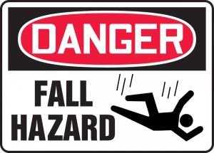 danger: fall hazard and a person falling