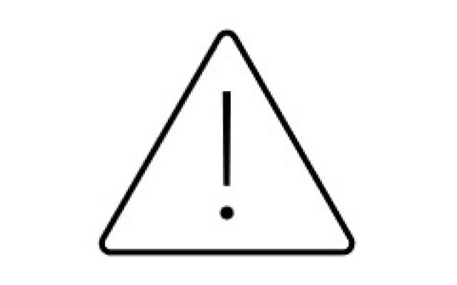 A symbol that has an outline of a triangle with an exclamation mark in the middle