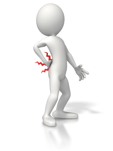 A 3d person leaning backward, holding their back in pain
