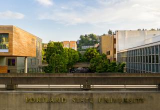 Skybridge that reads Portland State University