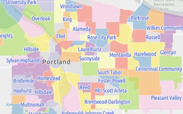 Portland Neighborhoods on Map