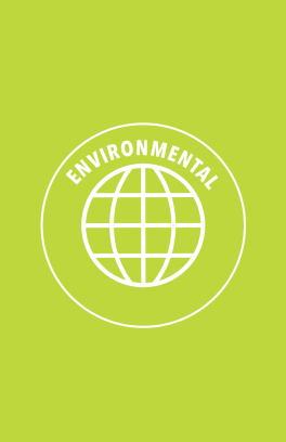 A logo of a white globe with the word environmental above it