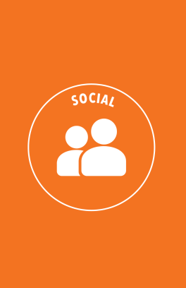 Icon of two people with the word social above it