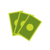 AN illustration of three green cash dollars.