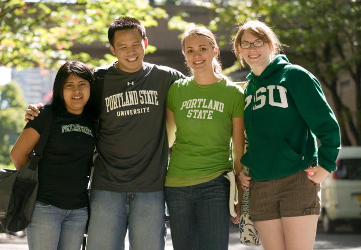 Students with PSU Logos
