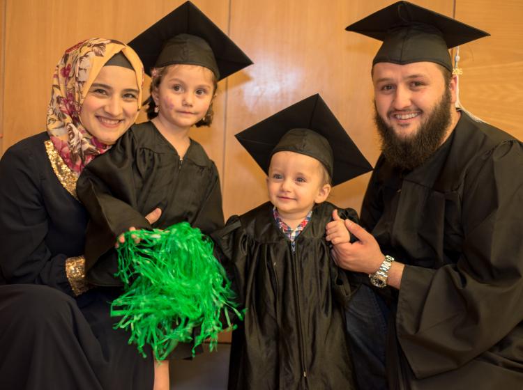 A family of four at Graduation.