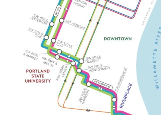 Portland SteetCar map of Downtown Portland