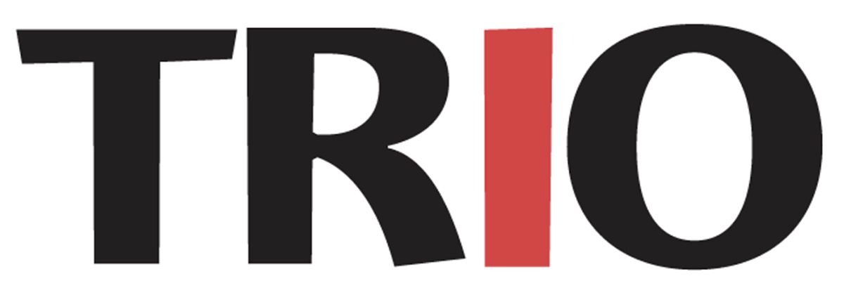 TRIO word logo. San serif with red "i"