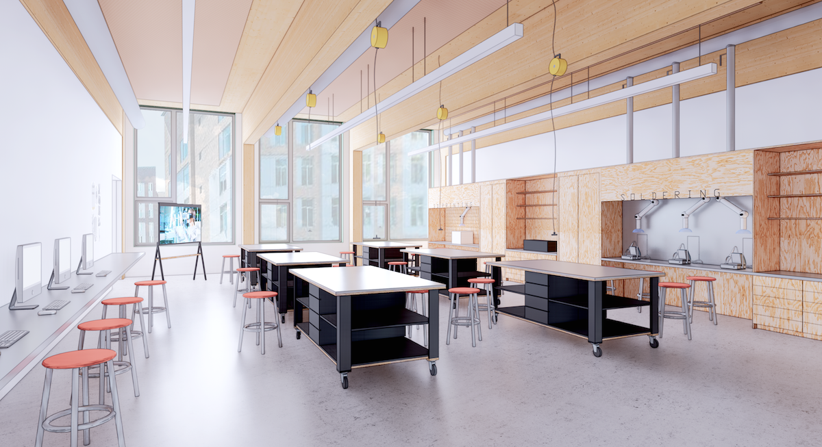 Architectural rendering of emerging technology classroom