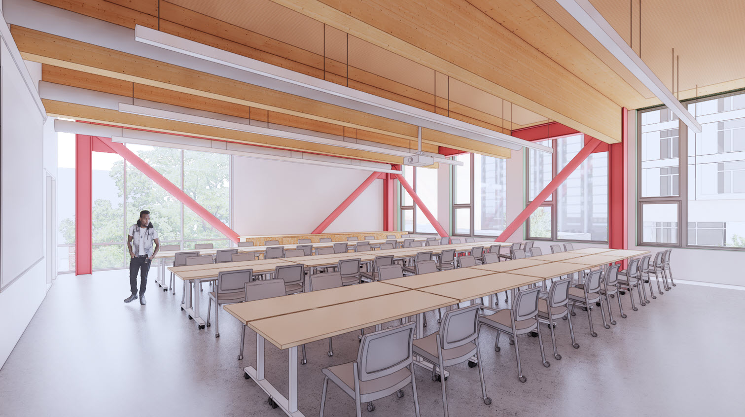 Architectural rending of a typical graphic design classroom