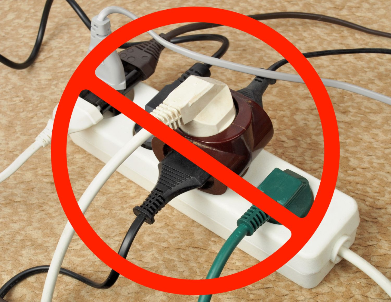 Extension cord with excessive plug-ins