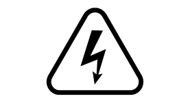 Symbol with outline of triangle and bolt in the center