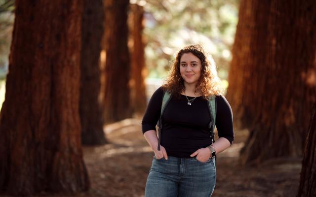 Student in the forest