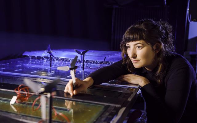 Engineering student doing wind tunnel research