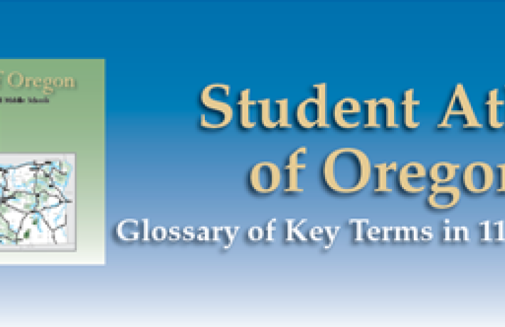 Image of the cover of Student Atlas of Oregon Glossary of Key Terms in 11 Languages.