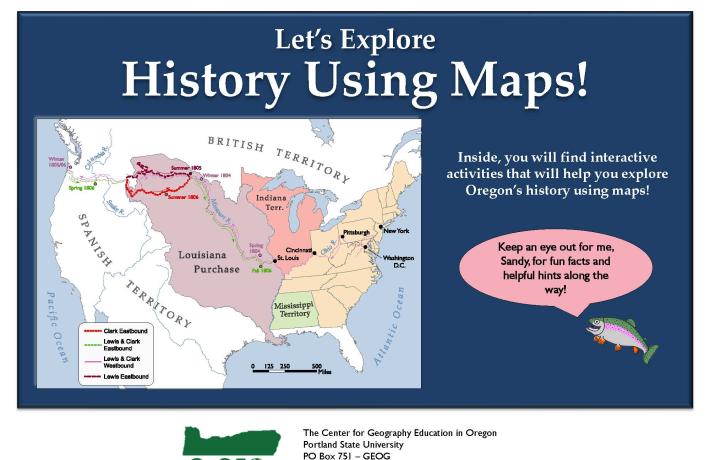 Cover: Let's Explore History Using Maps. Show Historic map of U.S. that include Louisiana Purchase territory.