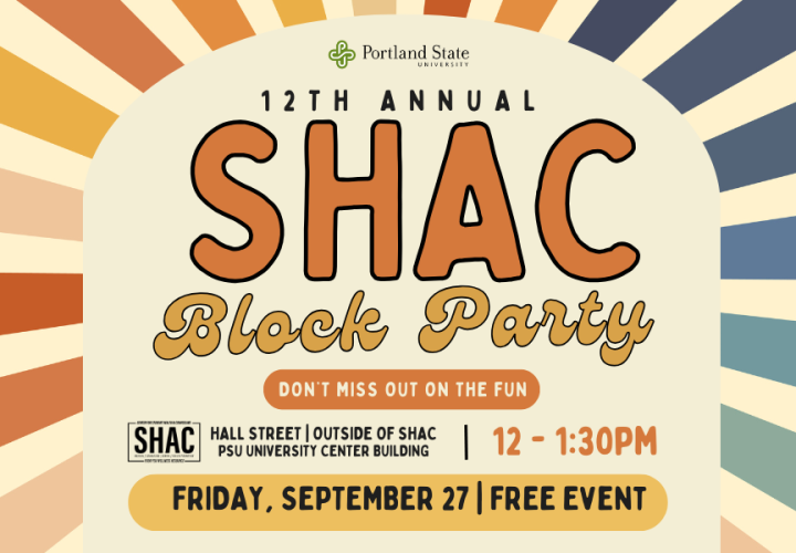 SHAC Block Party - outside SHAC 12-1:30pm Friday, September 27