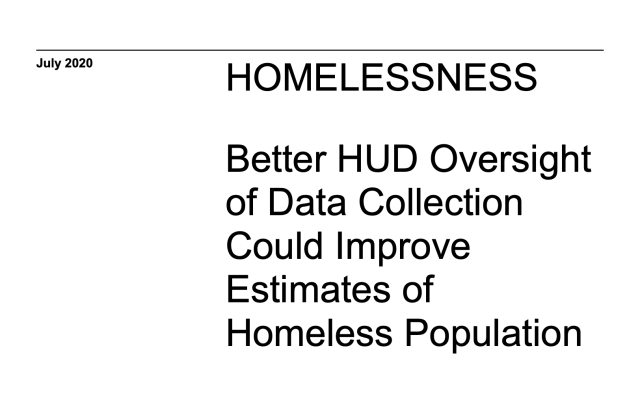 screen shot of GAO-20-433, HOMELESSNESS: Better HUD Oversight of Data Collection Could Improve Estimates of Homeless Population document