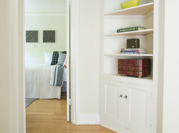 Additional built-in storage in furnished quad