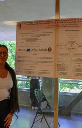 Claudia Orozco-Esquivel poster presentation at the Summer Research Academy 2024