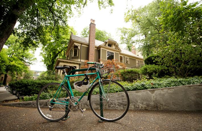Bicycle in Front of Simon Benson House