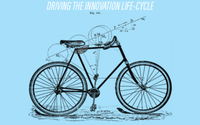 Diagram of innovation life cycle with bicycle