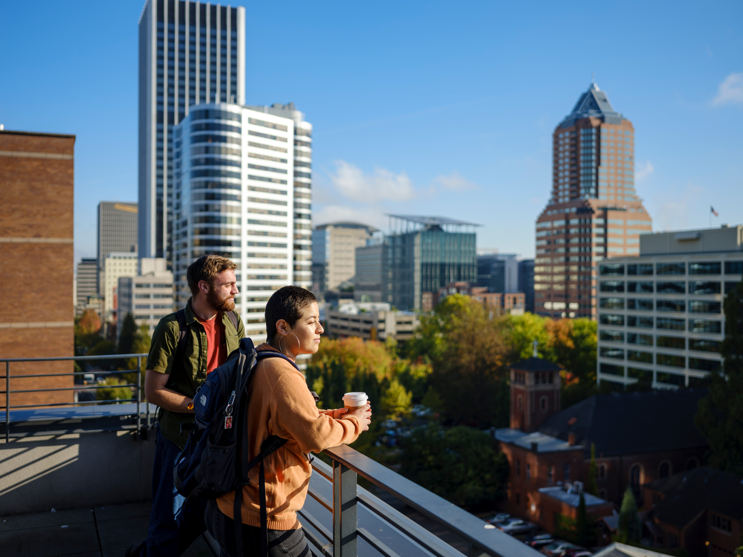 students looking out onto Portland