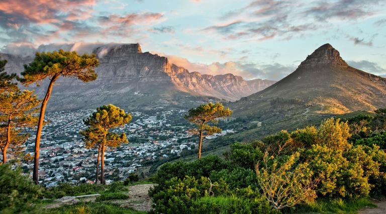 Panorama of Cape Town and Table mountain, view from Signal Hill, South Africa