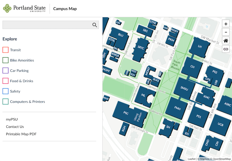 Interactive digital PSU campus map