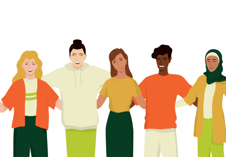 Illustration of diverse group of people