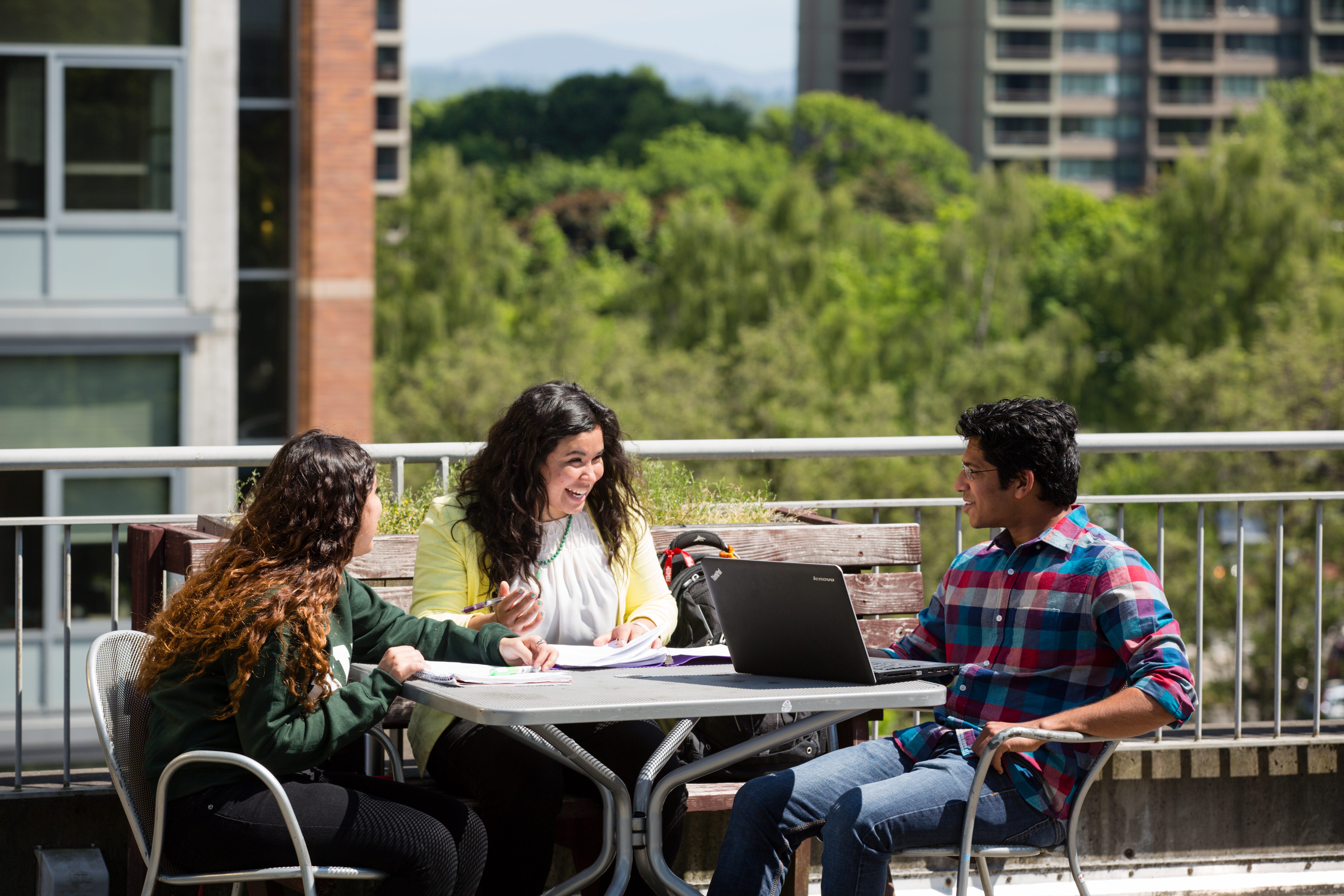 Students on rooftop deck