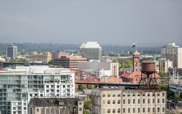 View of downtown Portland train station