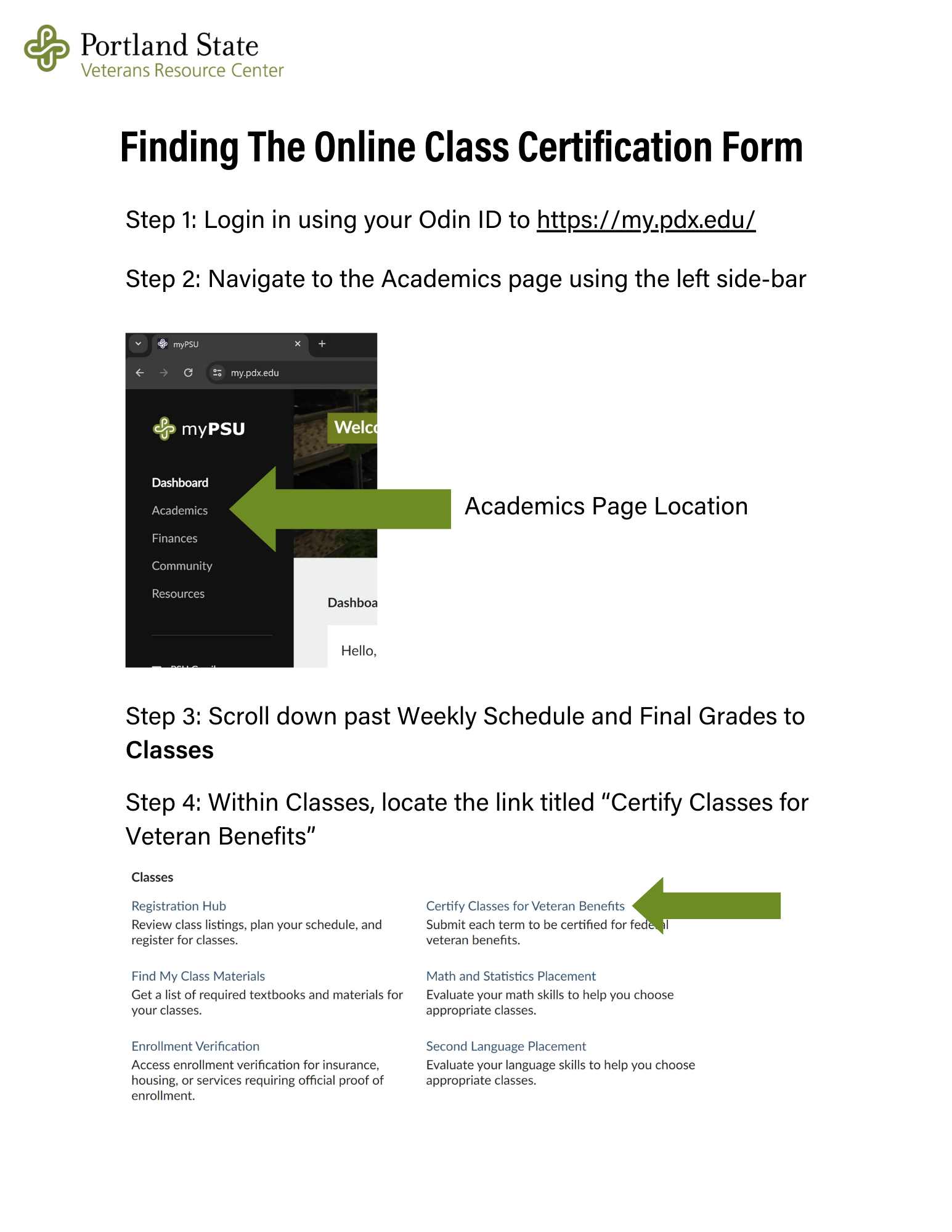 Finding the online class certification form